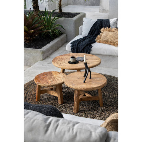 Tappeto Rotondo in Alga Marina, Rafia e Sisal – Nero Naturale (Ø 200 cm)