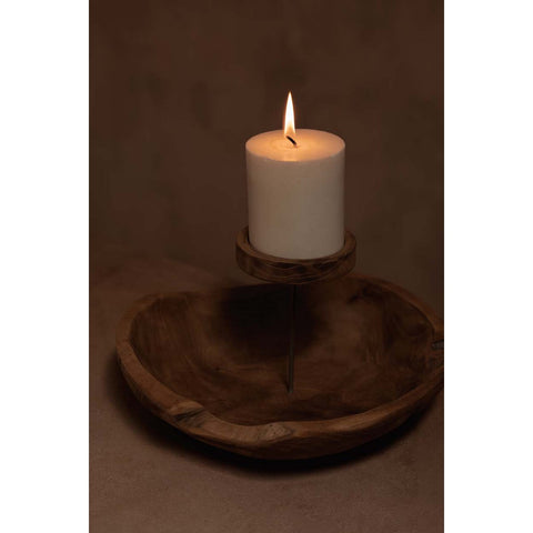 Portacandele a Piatto in Legno Naturale (Ø 29 cm)