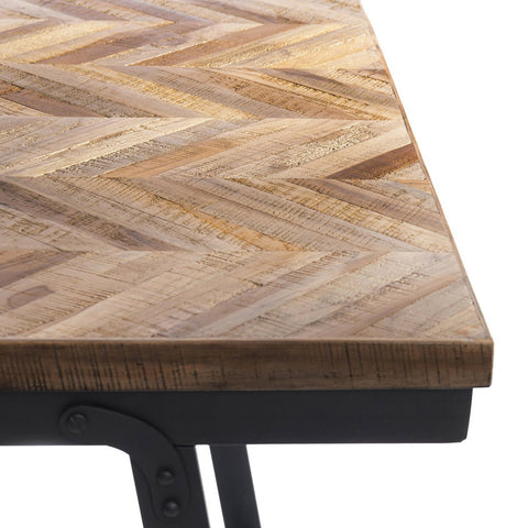 Consolle in Teak a Spina di Pesce e Ferro – Naturale (170x40 cm)