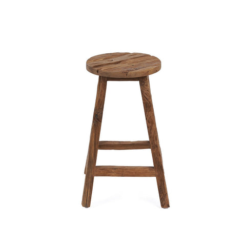 Sgabello da Bar in Teak di Recupero Intagliato a Mano Shibori (39x70 cm)
