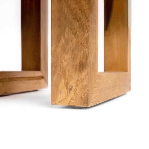Tavolino da Salotto Quadrato in Teak Recuperato – Naturale (50x50 cm)