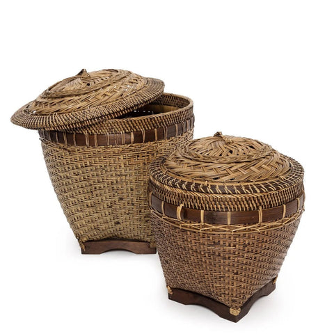 Cestino Portaoggetti Coloniale in Rattan – Marrone Naturale (Medio, H 40 cm)