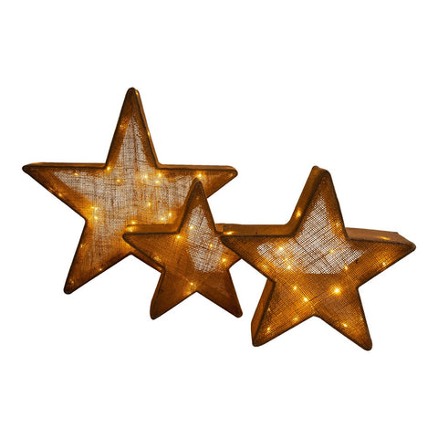 Set di 3 Stelle Decorative a LED "Sternen-Trio" – Marrone & Warm Bronze