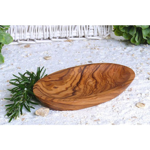 Small oval bowl of approximately 17 – 19 x 11 x 3 cm made of olive wood