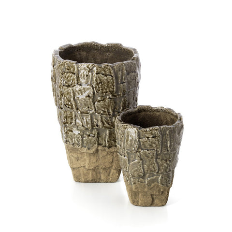Vaso Scultoreo in Gres The Rock Texture – Pietra Grigia / Cemento - L