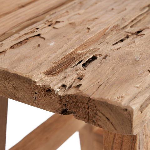 Sgabello in Teak Rigenerato Yoke – Grande (H 47 cm)