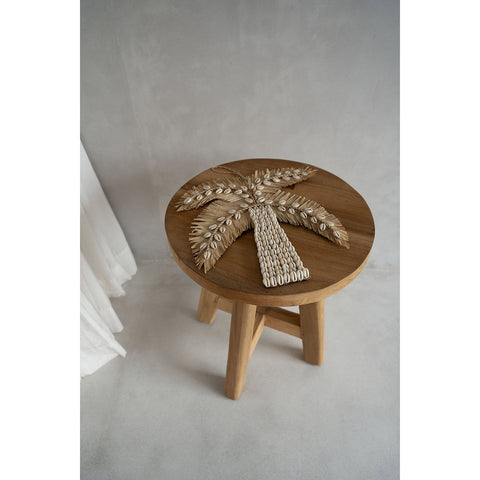 Sgabello Tondo in Teak Artigianale Atziri – Naturale
