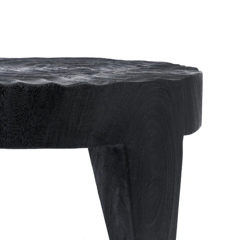 Tavolino Scultoreo in Legno di Suar "Madero" (Ø 61 cm) – Nero Ebanizzato