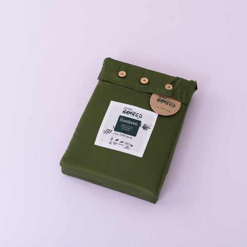 Premium 400-Thread-Count Bamboo Duvet Cover – Deep Moss / Deep Moss Green