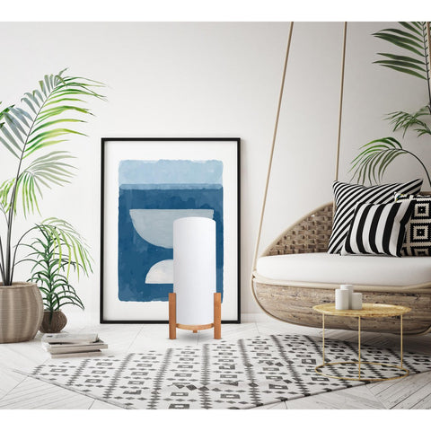 Lampada da Tavolo a LED in Legno e Tessuto "Madita" (H: 48 cm) – Ricaricabile con Touch Dimmer