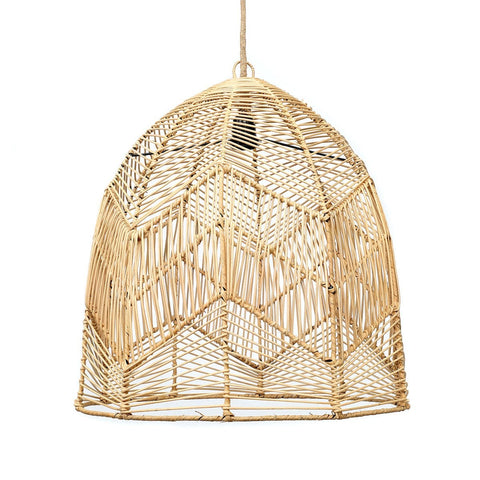 Lampada a sospensione sferica in rattan naturale fatto a mano La Bala 50x50 cm