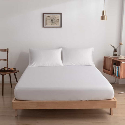Premium White Bamboo Fitted Sheet - Up to 30 cm - 400TC Tanboocel - White Coconut