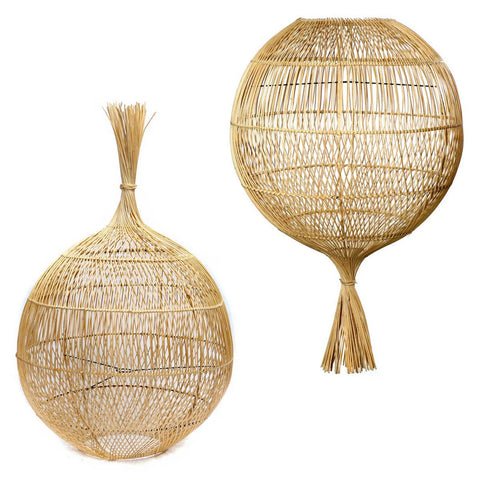 Lampada Multiuso Terra/Sospensione in Rattan Wonton – Naturale (H 80 cm, Ø 50 cm)