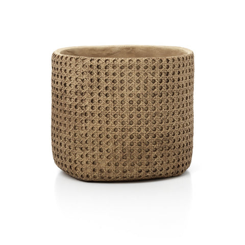 RattanRock Extra-Large Concrete Planter with Woven Look – Natural - XL