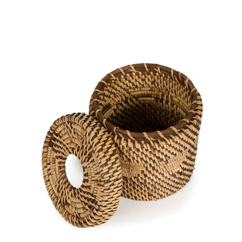 Porta Fazzoletti Rotondo in Rattan Intrecciato (Ø 13 cm)