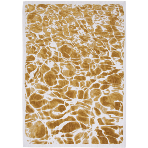 Tappeto Flatweave Eco-Sostenibile "Swim" – Zafferano (Oro, Beige e Bianco)