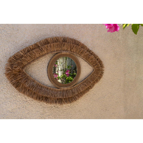 Specchio da Parete a Forma di Occhio in Rafia Naturale Eye M (70x40 cm)