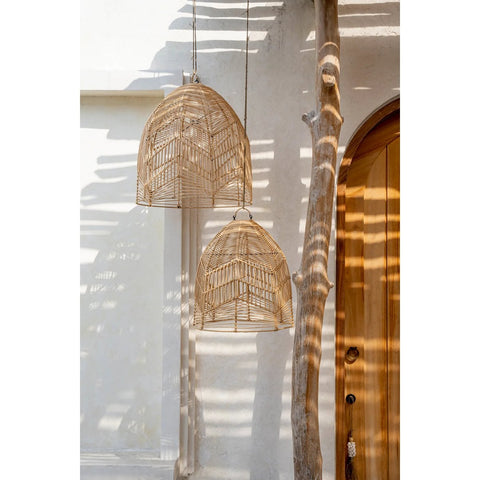 Lampada a Sospensione in Rattan Artigianale La Bala – Naturale (Grande, 50x50 cm)