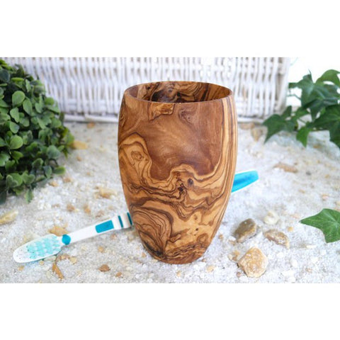 Portaspazzolino Piccolo in Legno d'Ulivo (H 8 cm, 100 ml)