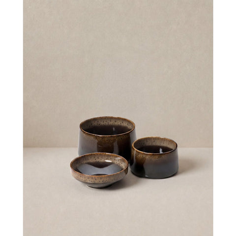 Ciotola da Portata in Ceramica Kyoto – Fango Marrone Scuro (Grande, Ø 16 cm)