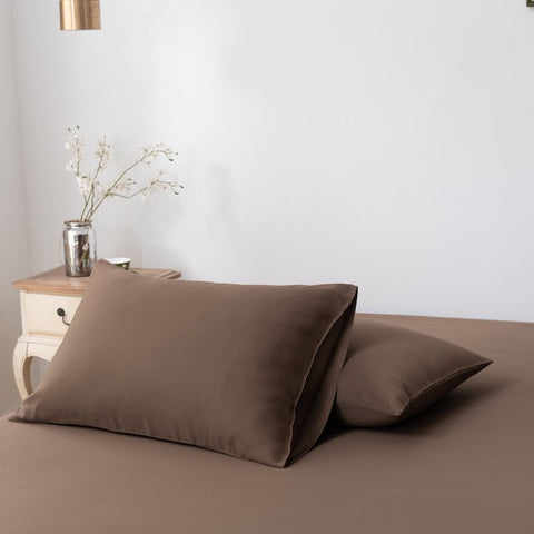 Set of 2 400-thread-count Bamboo Pillowcases in Coffee Brown