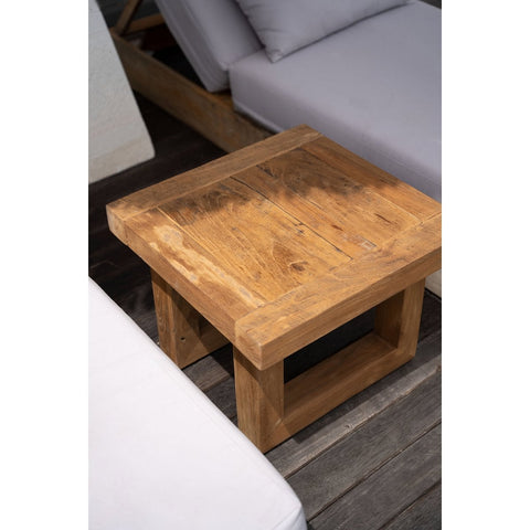 Tavolino da Salotto Quadrato in Teak Recuperato – Naturale (50x50 cm)