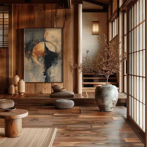 quadro zen moderno toni naturali e dorati