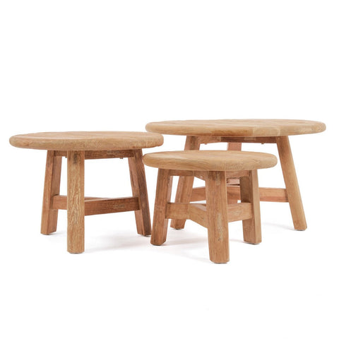 Tavolino da Salotto Circolare in Legno Artigianale Fusuma – Grande (Ø 80 cm)