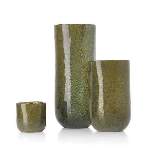 Vaso Scultoreo in Vetro Soffiato The Forest – Verde Oliva (Alto, 33 cm)