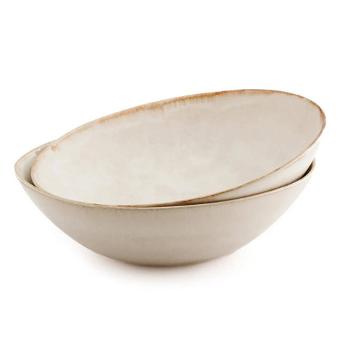 Ciotola da Portata in Gres Bianco e Oro 27 cm Cascais M