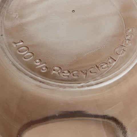 Vaso da Terra e Tavolo in Vetro Riciclato Qiezi – Beige e Fumè (Grande, Ø 29 cm)