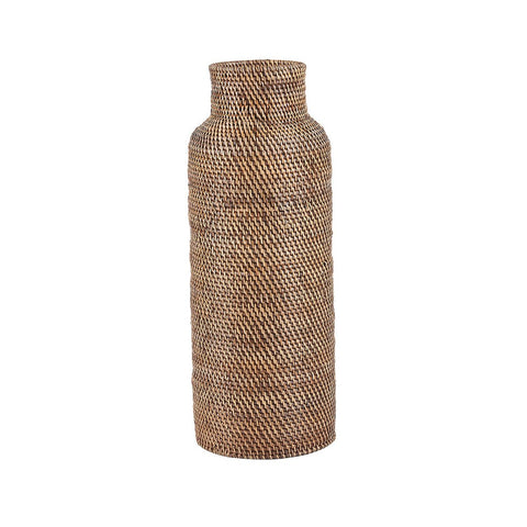 Cestino portaombrelli coloniale in rattan marrone naturale artigianale per ingresso stile Japandi e arredamento naturale