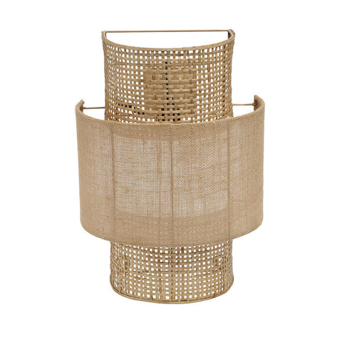 Lampada da parete in iuta e rattan naturale Bolly M in stile Japandi
