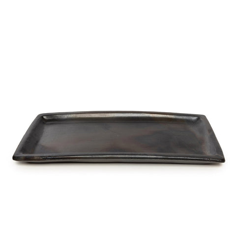 Piatto da sushi grande in terracotta nera artigianale stile Japandi
