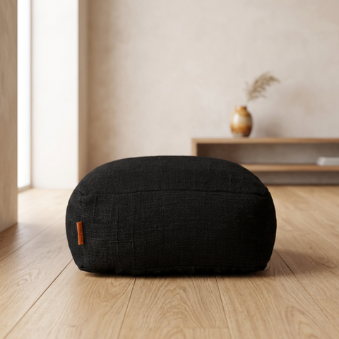 Pouf Basso Rotondo in Cotone Intrecciato Comfy Pouffe (60x25 cm)