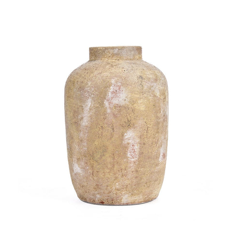 Vaso The Clay Echo M in terracotta crema artigianale dal design naturale stile Japandi