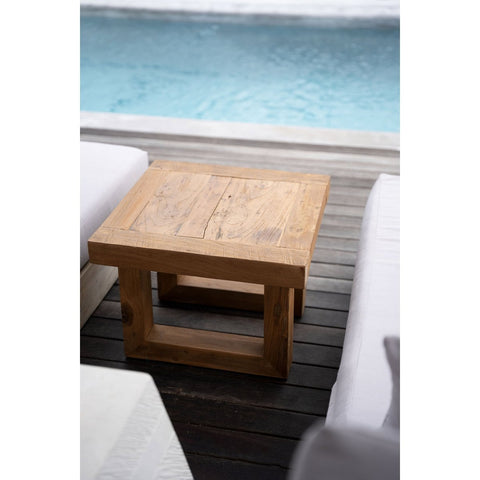 Tavolino da Salotto Quadrato in Teak Recuperato – Naturale (50x50 cm)