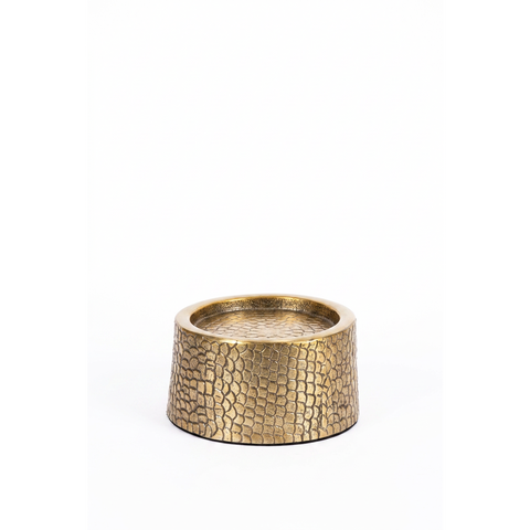 The Croco Sculptural Brass Candle Holder – Crocodile Finish (Medium, H 22 cm)