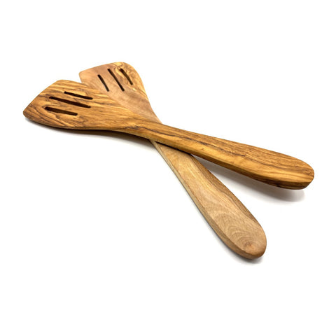 Cucchiaio forato 30 cm in legno d'ulivo