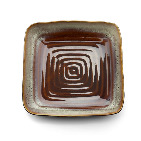 Piatto Quadrato in Ceramica Smoked Horizon – Marrone Grigio (Medio, 21x21 cm)