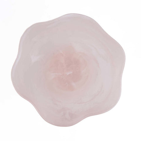 Alzata Portafrutta Scultorea in Resina Organica – Rosa e Bianco (Ø 27 cm)