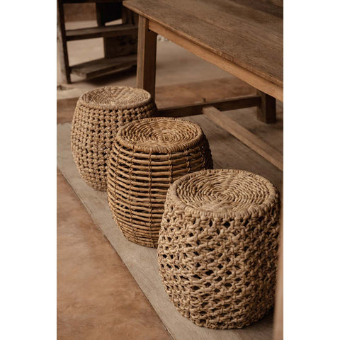 Sgabello e Tavolino in Intreccio Naturale Zarkah (48x45 cm)