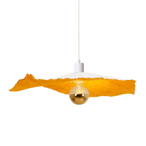 Lampada a Sospensione in Carta Plissettata Modellabile "Pazza" (Ø 56 cm) – Bianco & Dettagli Oro
