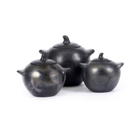 Contenitore Bruciato in Terracotta - Nero - M