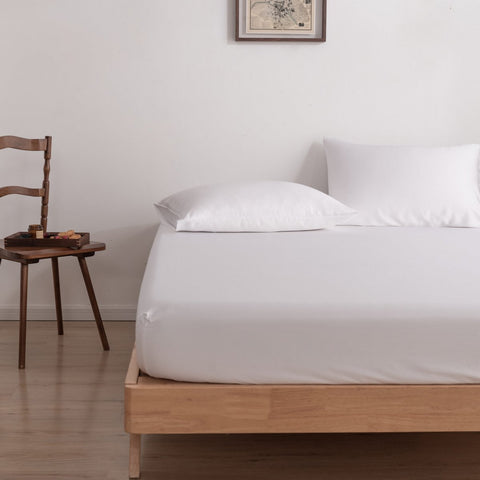 Premium White Bamboo Fitted Sheet - Up to 30 cm - 400TC Tanboocel - White Coconut