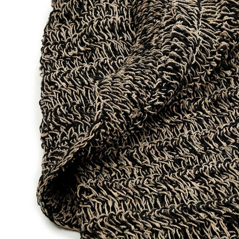 Tappeto Rotondo in Alga Marina, Rafia e Sisal – Nero Naturale (Ø 200 cm)