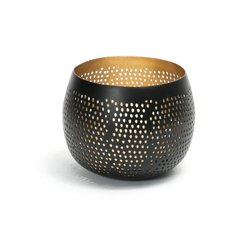 Pierced Ball Sculptural Candle Holder – Black Gold - S