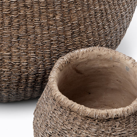Brown Faux Puff Planter – L