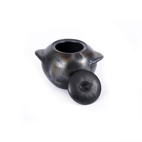 Contenitore Bruciato in Terracotta - Nero - M