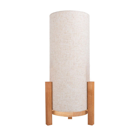 Lampada da Tavolo a LED in Legno e Tessuto "Madita" (H: 48 cm, L: 48 cm) – Ricaricabile con Touch Dimmer